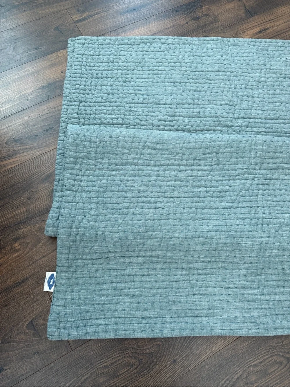 John Robshaw Woven Quilt Teal Blue Twin Size